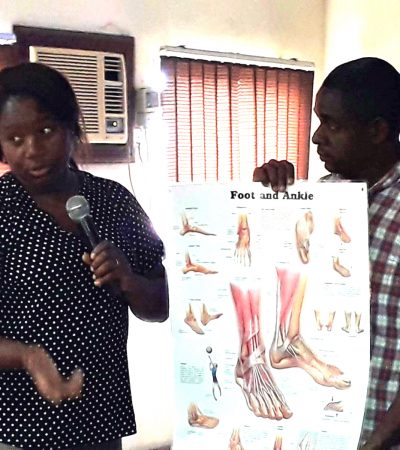Podiatrist Funmi Ogunyoye delivering a lecture